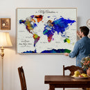 Detailed Custom World Map Print – Framed Custom Push Pin