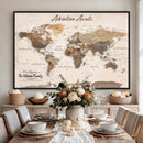 Custom Push Pin World Map Canvas Print – Custom Framed