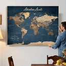 Personalized Vintage Push Pin World Map Canvas Print – by MyGreatCanvas | Canvas Wall Art Prints | Photo Prints & Wall Decor