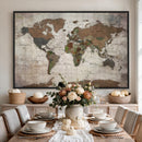 World Map Canvas Print – Framed Detailed Map of the World