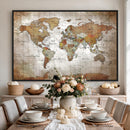 Vibrant Watercolor World Map Canvas Wall Art – Framed Travel