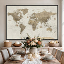 Detailed World Map Wall Art Canvas Print