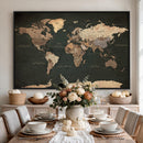 Vintage World Map Canvas Wall Art – Framed Travel Map for