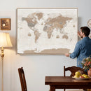 Framed Large World Map Canvas Print for Office Decor by MyGreatCanvas | Canvas Wall Art Prints | Photo Prints & Wall Decor