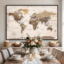 World Map Canvas Print – Framed Travel Map Wall Art for