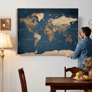 Navy Blue World Map Canvas Print – Framed Travel Map Wall by MyGreatCanvas | Canvas Wall Art Prints | Photo Prints & Wall Decor