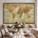 Vintage World Map Wall Art Canvas Print, Detailed World Map
