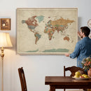 Vintage World Map Canvas Wall Art Print – Framed Modern