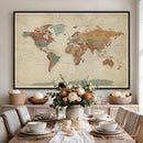 Vintage World Map Canvas Wall Art Print – Framed Modern