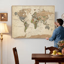 Framed World Map Wall Art for Home and Office Decor