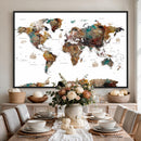 Watercolor World Map Canvas Print – Detailed Map of the