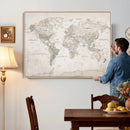 Antique Style World Map Canvas Print - Vintage Detailed