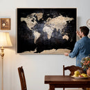 Grunge World Map Wall Art | 3-Panel Large Beige and Brown