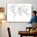 World Map Canvas Print – Framed Modern Detailed Map of the by MyGreatCanvas | Canvas Wall Art Prints | Photo Prints & Wall Decor