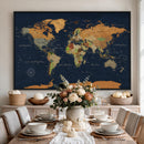 Modern World Map Canvas Print – Framed Detailed Map of the
