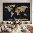 Vintage World Map Earth Globe Countries Oceans Continents