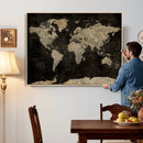 Push Pin World Map Canvas Wall Art Print, Interactive Travel