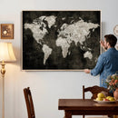 Vintage World Map Wall Art Canvas Print – Framed Large Map