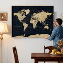 Dark World Map Canvas Wall Art Print, Minimal Black and Gold by MyGreatCanvas | Canvas Wall Art Prints | Photo Prints & Wall Decor
