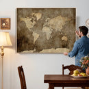 Dark Vintage World Map Canvas Wall Art Print, Antique Map