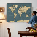 Minimal Vintage World Map Canvas Wall Art Print, Neutral