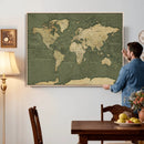 Large World Map Canvas Wall Art Print for Study Room Decor -