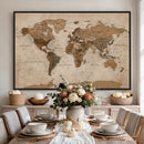 World Map Canvas Wall Art Print, Detailed Global Map Artwork