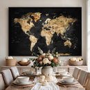 World Map Canvas Wall Art with Famous Landmarks – Framed