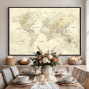 Colorful Watercolor World Map Canvas Wall Art – Framed