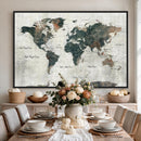 World Map Canvas Print – Framed Travel Map Wall Art for