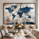 Rustic World Map Canvas Print – Framed Wall Art for Couples,