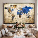 World Map Canvas Print – Colorful Abstract Travel Map,