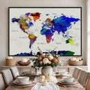 Vintage World Map Canvas Wall Art – Framed Travel Map with