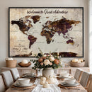 Custom Push Pin Map Wall Art Canvas Print – Personalized
