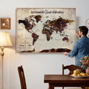 Custom Push Pin Map Wall Art Canvas Print – Personalized