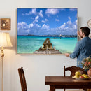 Caribbean Ocean Pier Seascape Wall Art Canvas Print, by MyGreatCanvas | Canvas Wall Art Prints | Photo Prints & Wall Decor
