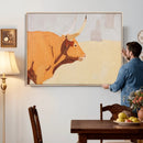 Minimal Longhorn Bull Wall Art Canvas Print, Neutral Western by MyGreatCanvas | Canvas Wall Art Prints | Photo Prints & Wall Decor