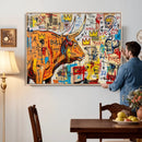 Basquiat Style Bull Graffiti Wall Art Canvas Print, Street by MyGreatCanvas | Canvas Wall Art Prints | Photo Prints & Wall Decor