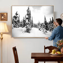 Black and White Snowy Pine Forest Wall Art Canvas Print, by MyGreatCanvas | Canvas Wall Art Prints | Photo Prints & Wall Decor