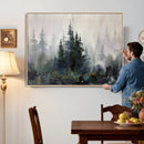 Misty Pine Forest Oil Painting Canvas — Dark Moody Teal Grey by MyGreatCanvas | Canvas Wall Art Prints | Photo Prints & Wall Decor