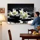 Plumeria Frangipani Black Stone Canvas | White Flower Spa by MyGreatCanvas | Canvas Wall Art Prints | Photo Prints & Wall Decor