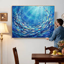School of Fish Canvas Print | Blue Ocean Underwater Wall Art by MyGreatCanvas | Canvas Wall Art Prints | Photo Prints & Wall Decor