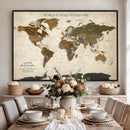 Custom Push Pin World Map Wall Art Canvas Print –