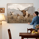 Rustic Texas Longhorn Cow Canvas Wall Art Print, Rustic Farm Animal Photography Print, Farmhouse Country Decor, Western Ranch Art by MyGreatCanvas | Canvas Wall Art Prints | Photo Prints & Wall Decor