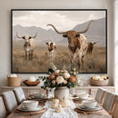 Rustic Texas Longhorn Cow Canvas Wall Art Print, Rustic Farm Animal Photography Print, Farmhouse Country Decor, Western Ranch Art