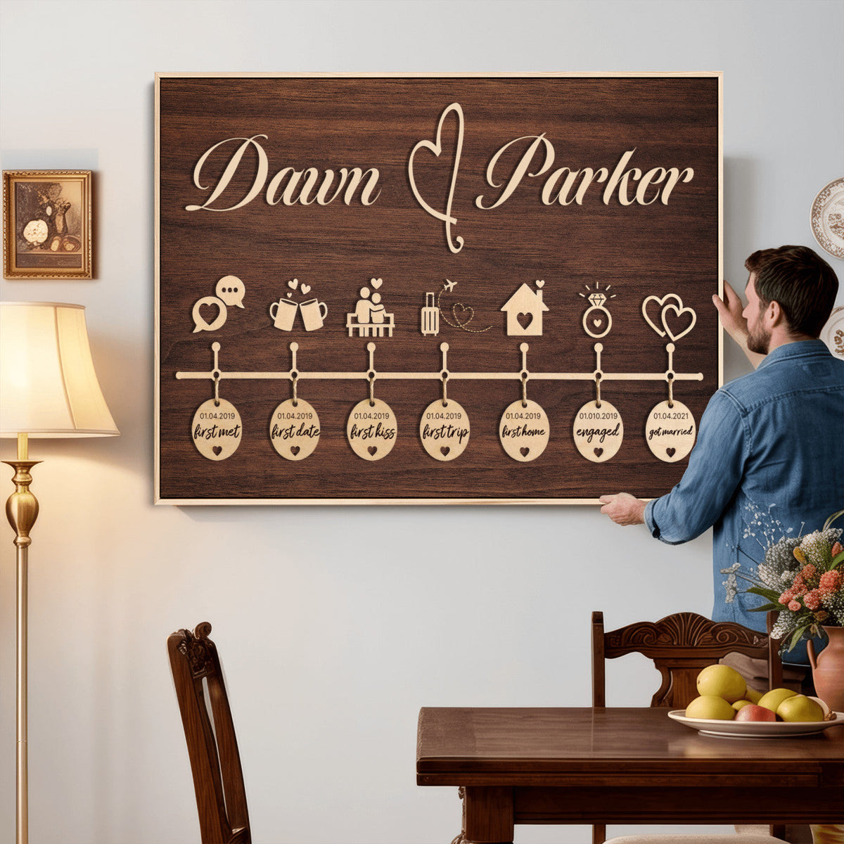 Personalized Couple Timeline Wall Art Canvas Print, Custom, photo 22 of 25