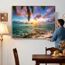 Hawaii Beach Sunset Canvas Wall Art Print, Tropical Ocean Landscape Artwork, Palm Tree Coastal Decor for Living Room Bedroom by MyGreatCanvas | Canvas Wall Art Prints | Photo Prints & Wall Decor