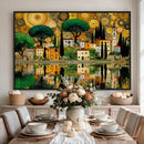 Gustav Klimt Golden Cityscape Wall Art Canvas Print,