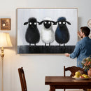 Funny Sheep Canvas Wall Art, Three Quirky Sheep Painting Print, Cute Animal Nursery Decor, Black White Navy Farmhouse Art, Kids Room Gift by MyGreatCanvas | Canvas Wall Art Prints | Photo Prints & Wall Decor