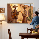 Mexican Couple Canvas Wall Art, Romantic Serenade Guitar Painting Print, Southwestern Desert Adobe Decor, Warm Golden Folk Art, Living Room Art by MyGreatCanvas | Canvas Wall Art Prints | Photo Prints & Wall Decor